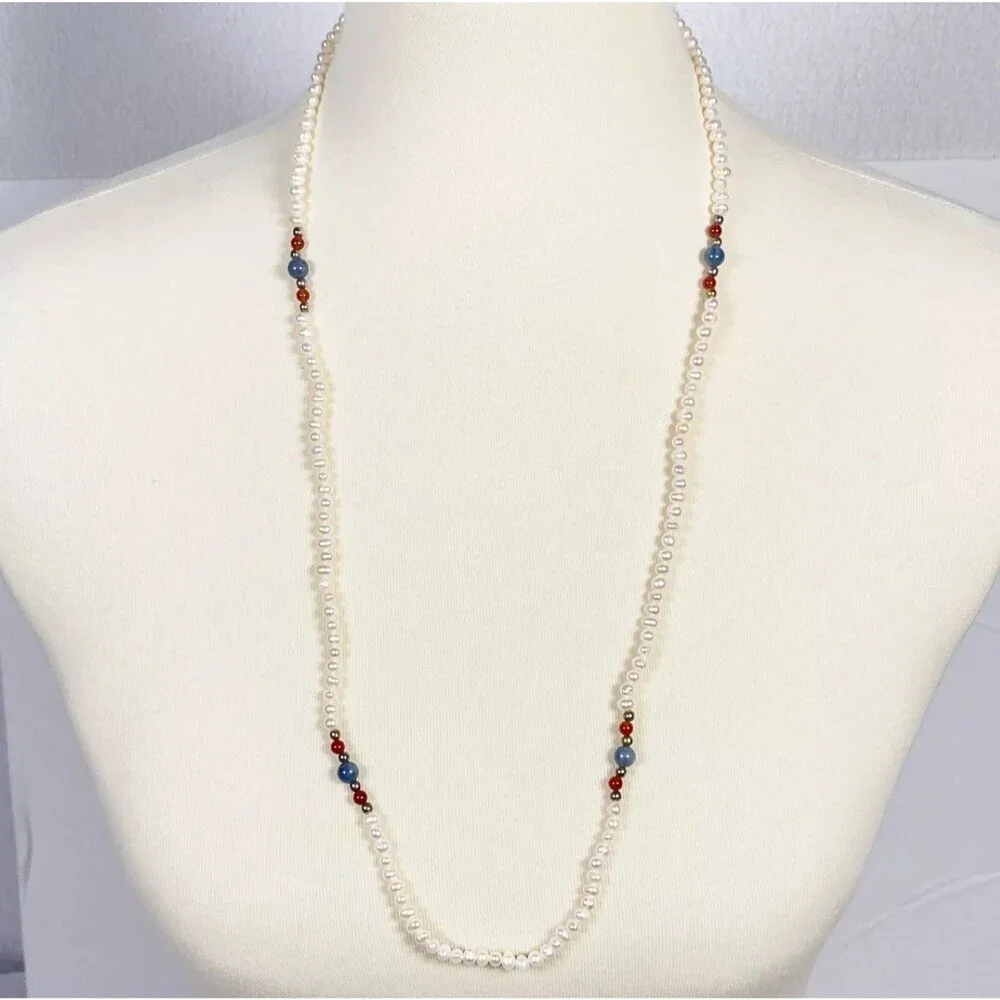 Freshwater Pearl Necklace Single Strand Layering Minimalist Beaded Artisan 28